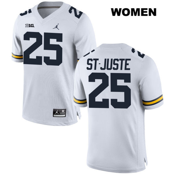 Women's NCAA Michigan Wolverines Benjamin St-Juste #25 White Jordan Brand Authentic Stitched Football College Jersey OI25X81YB
